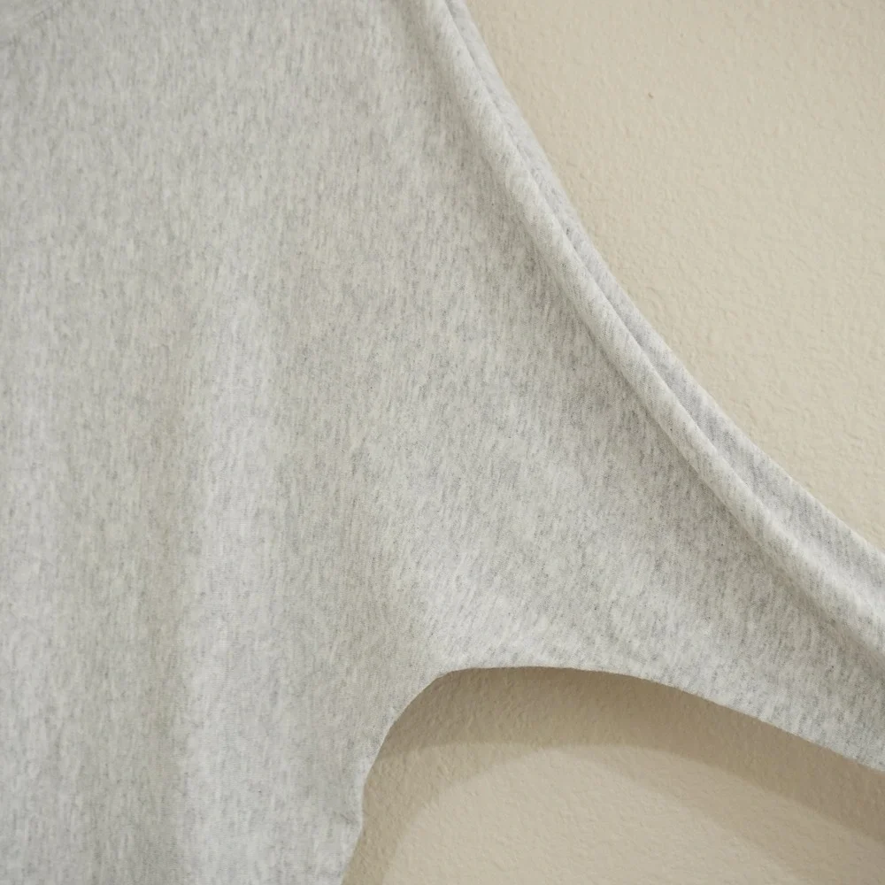 Joah Brown Long Sleeve Shirt Grey Heathered Dolman One Size Cozy Athleisure Soft